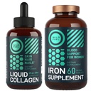 WILD FUEL Iron Supplement for Women with Folic Acid and Liquid Collagen Peptides with Biotin Female Health and Beauty Bundle