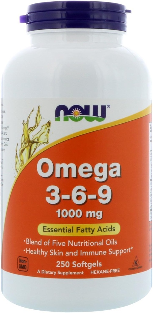 지금 음식 2 팩 오메가 3-6-9, 1000 mg, 250 Softgels