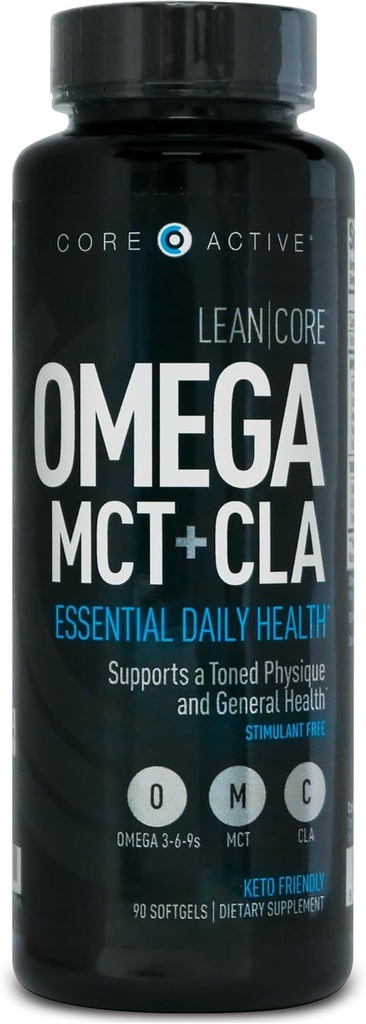 Led CORE Omega MCT + CLA - Công thức sức khỏe kích thích, cơ bắp và chất lỏng, Omega 3-6-9 Fatty acids - Flax gieo hạt cá- dầu thơm- Keto thân thiện 30 ngày (90 độ mềm)
