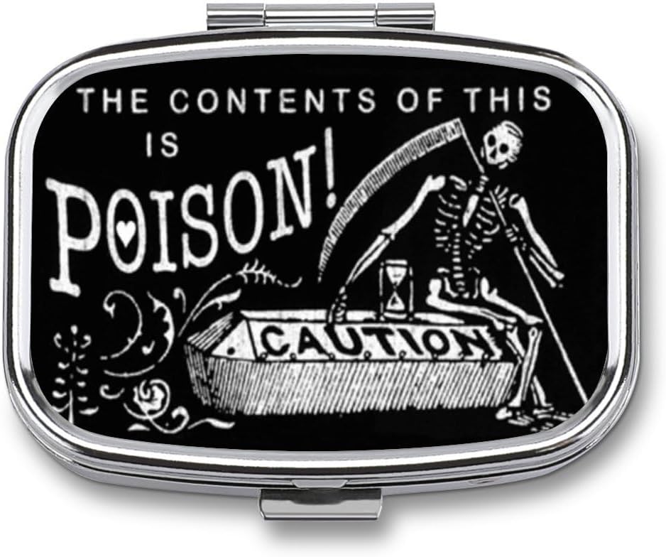 Metal 2 Community Pill Organizatorius Kelionės draugiškai Portable Compact Pill Box cute pill Case to Hold Vitaminai, Žuvies aliejus, papildai, Priemonės, Tabletė išvalymas, Kišeninė. (Juoda papūga)