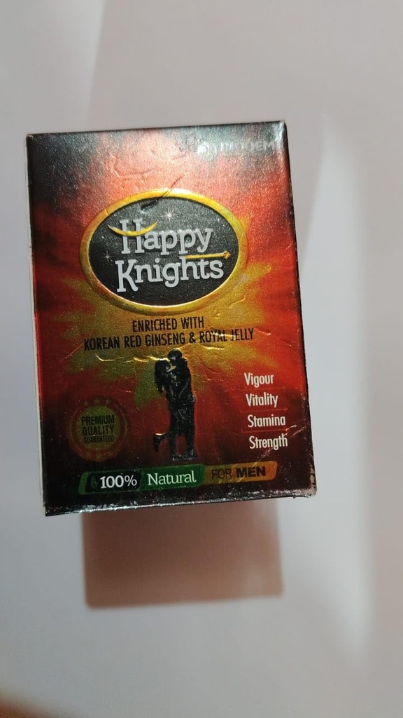 Happy Knights Natural Supplement for Men – Enriched with Korean Red Ginseng & Royal Jelly – Boosts Stamina, Strength, Vitality & Vigour Natural