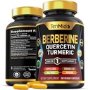 Suplemento de bérberina para homes e mulleres, Fórmula 8in1 con quercetina, Turmeric, Apple Cider Vinegar, Beet Root & More - Digestive, soporte inmune - rico en nutrientes - 90 cápsulas