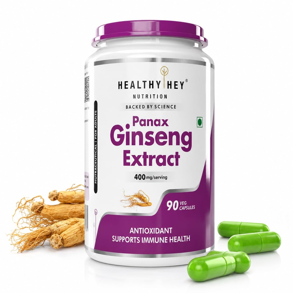 HealthyHey Nutrition Panax Ginseng 90 Vegetable Capsules