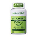 Health Veda Organics Natural Vitamin C Supplement 1000mg with Amla Extract, Zinc Bisglycinate, Ginger & Black Pepper | Immunity Booster, Antioxidant, Collagen & Skin Support | Vitamin C Tablets - 120 Tablets
