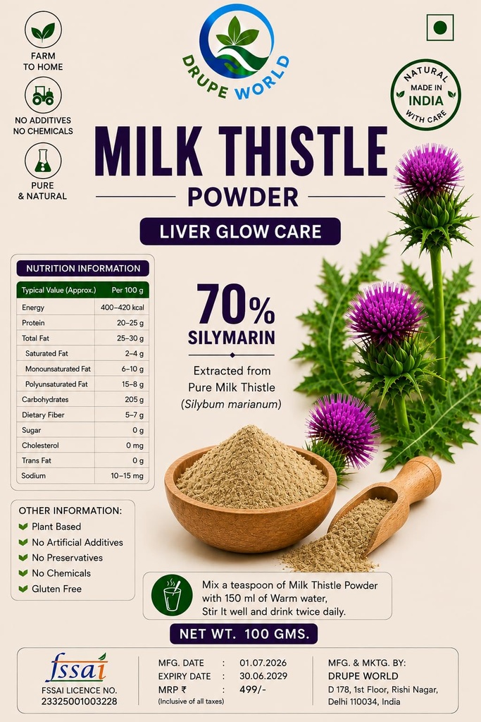 FARM TO HOME Milk Thistle Powder Liver Glow Care 100 gms