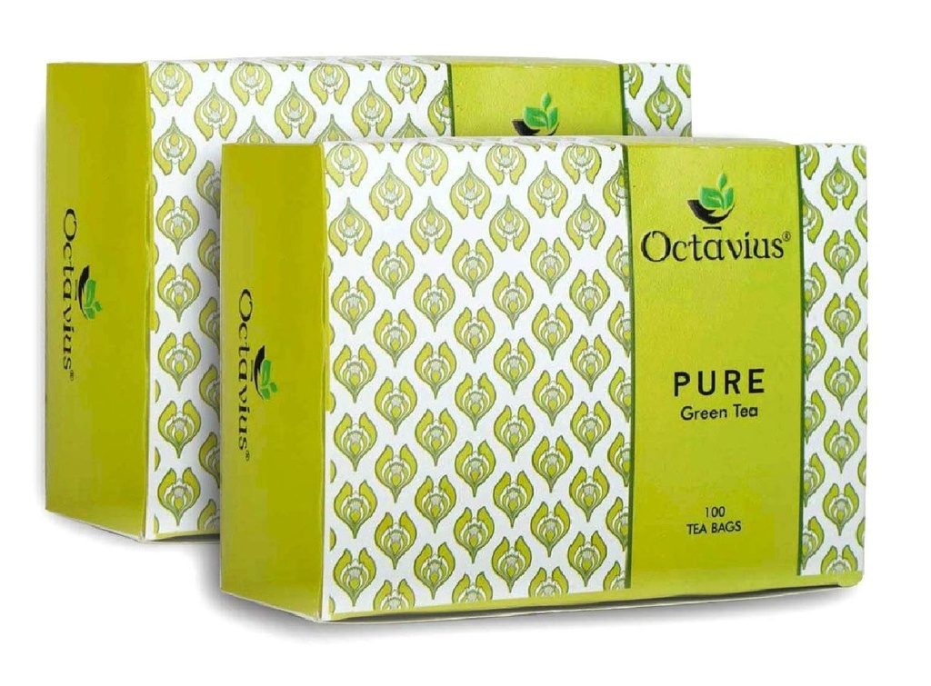 Octavius Pure Green Tea Bags - 200 Pieces | 100% Natural | Antioxidant-rich | Reduces Waist | Detox Green Tea Bag (1.7 gm x 200 Bags)