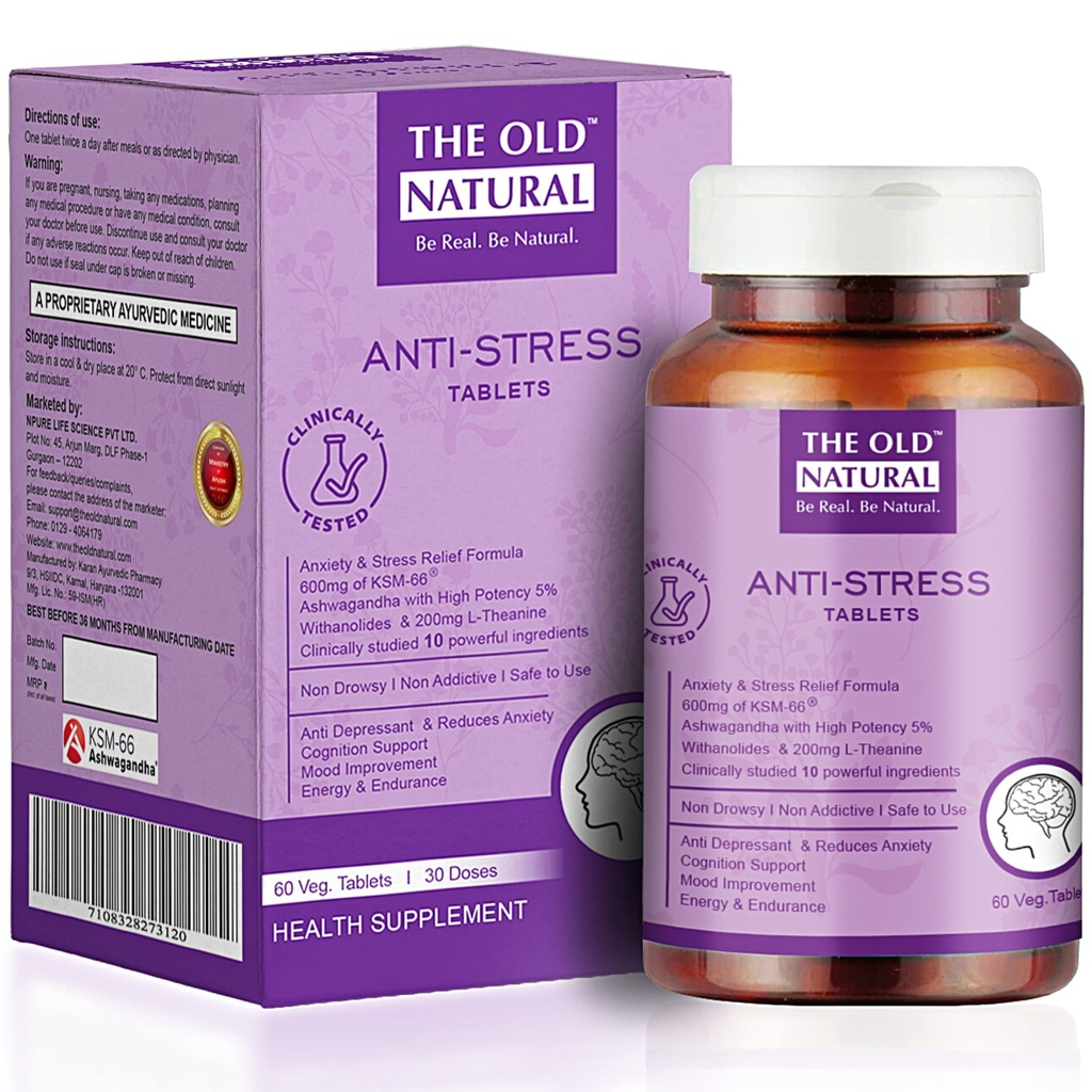 Anti Stress Capsules | Ashwagandha KSM-66, L-Theanine, Brahmi & Chamomile Extract | Supports Relaxation, Cognitive Health, Focus & Mental Wellness | 60 Veg Capsules