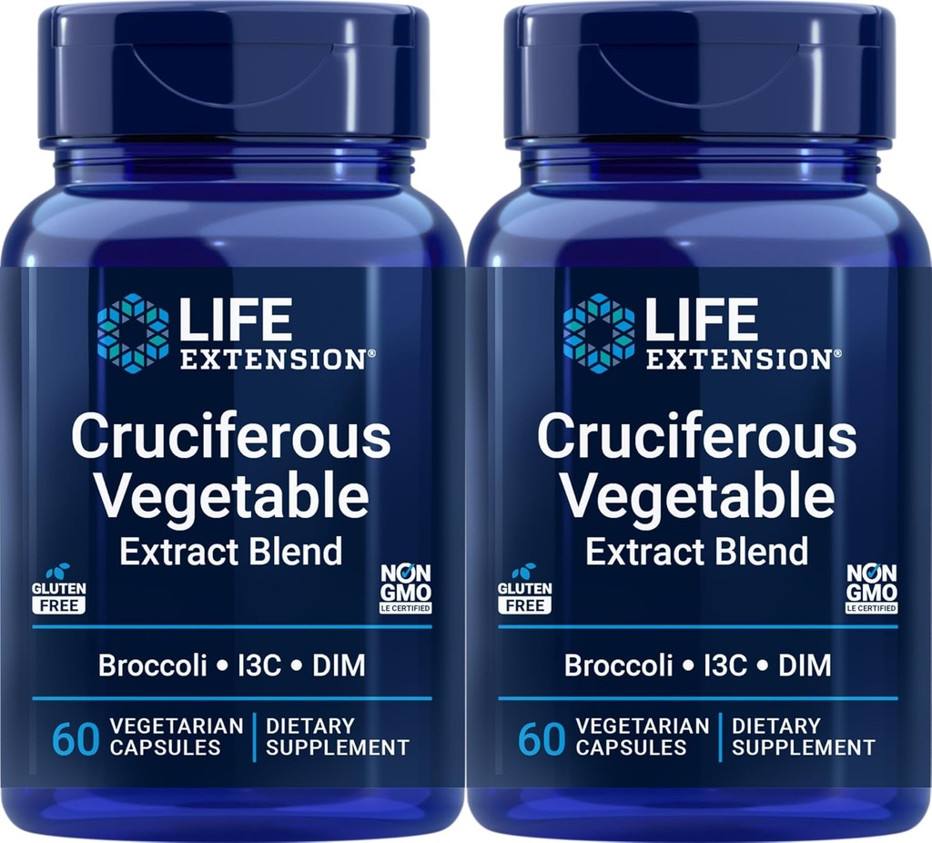 Life Extension Triple Action Cruciful Genice Extract, 60 Vegetariánske kapsule (Pack of 2)