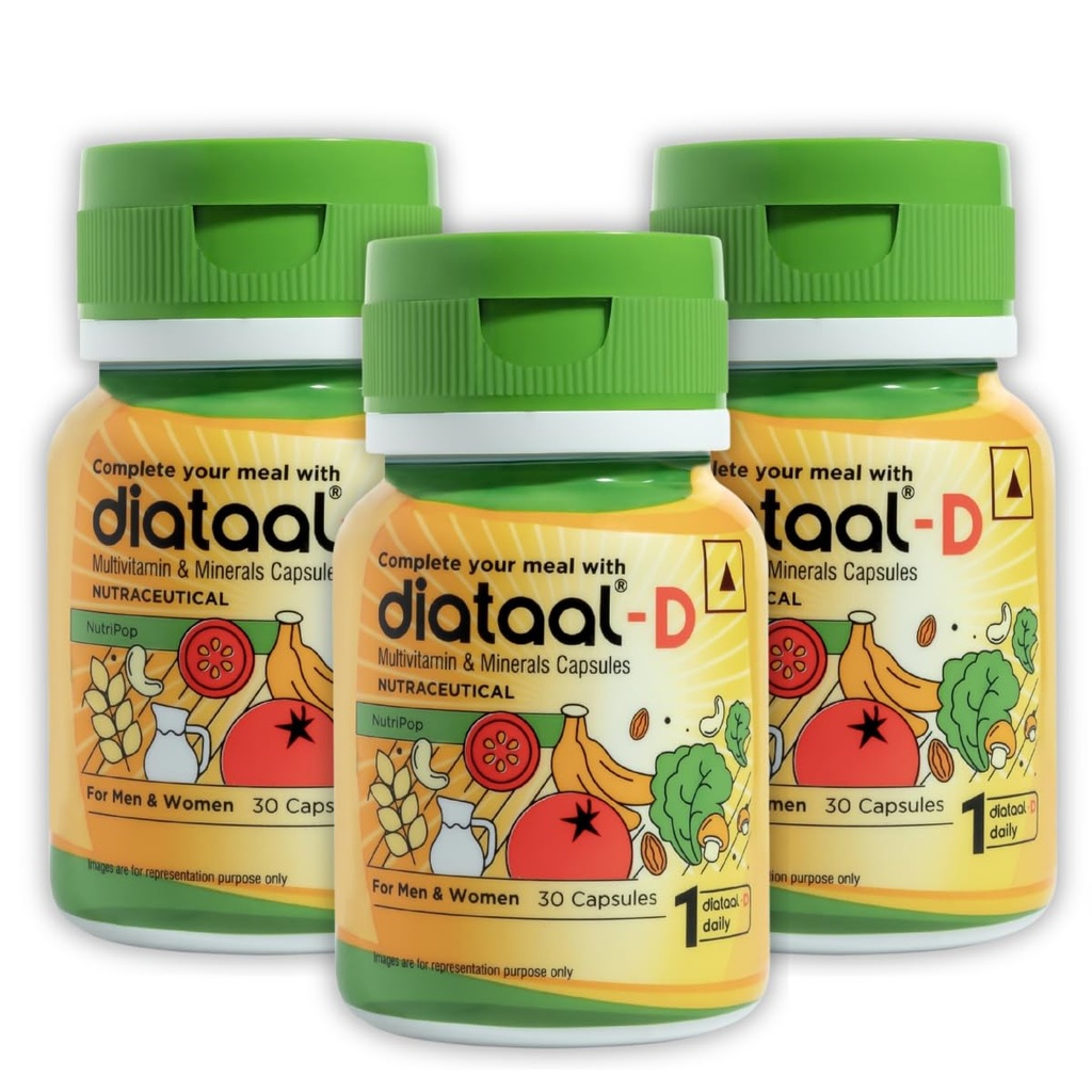 Diataal-D Vitamin D3 400IU | Multivitamin for Men & Women with Vitamin D3, ALA, B6, B12, B3, B9, Magnesium, Zinc and Copper | Energy, Immunity, Performance & Heart Health | 30 Capsules |Pack of 3 |