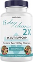 15 Day Cleanse 2X - Double Gut & Colon Support - Advanced Gut Cleanse Detox naistele ja meestele Alfalfa, Cascara Sagrada, Probiootikumid & Psyllium Husk - Non-GMO - valmistatud USA - 60 kapslit (1 pudel)