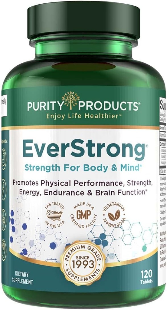 EverStrong - Creatine Monohidrát Blend - Clinically Studed for Golf Maximalizáló Driving Distance - Muscle Matrix Blend - Joint, Muscle & Energy Support - Bór, CoffeBerry, D3 - 120 tabletta