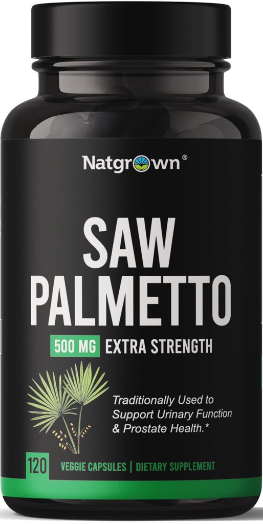 Natgrown Saw Palmetto for Men 500mg – Prostate Health Supplement with DHT Blocker for Hair Loss & Urinary Flow – 120 Vegan Capsules – Non-GMO, Gluten-Free