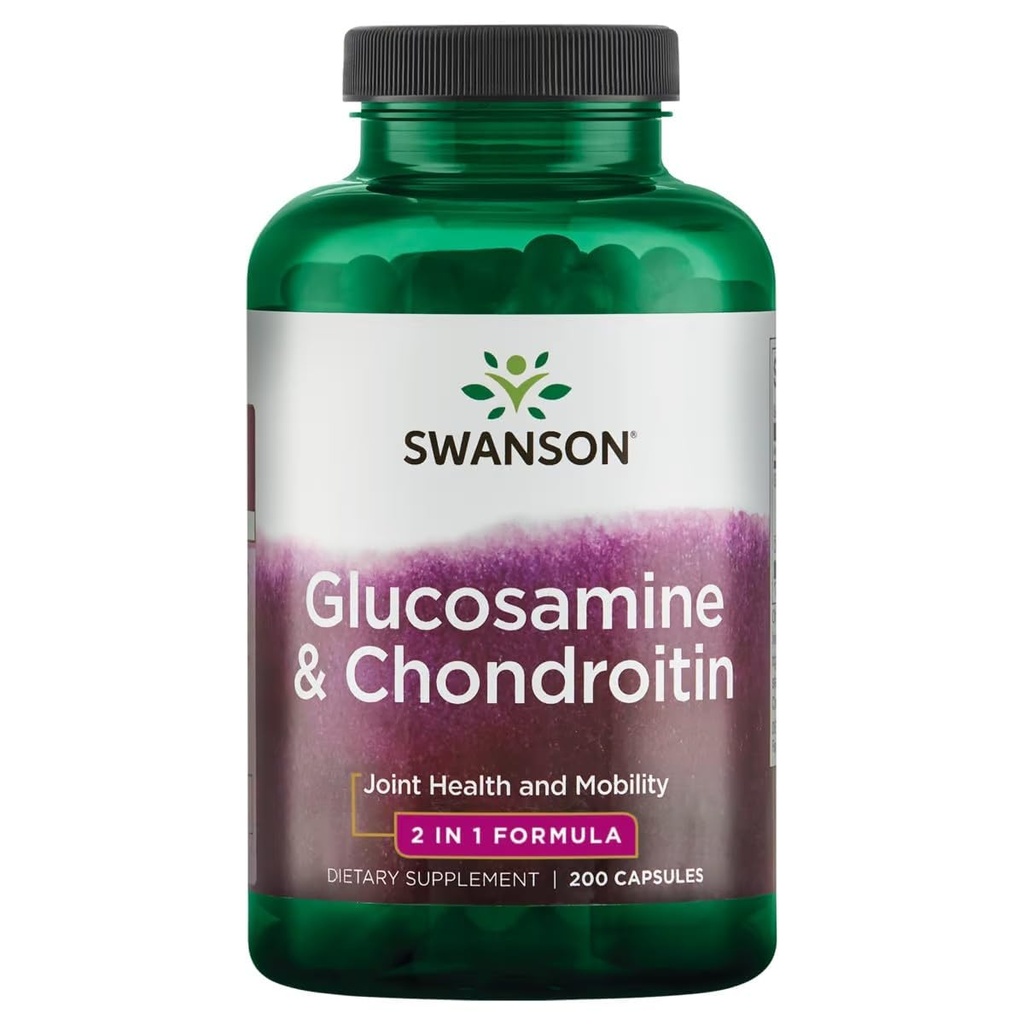Swanson Glucosamine & Chondroitin Combo, 500/250 mg, 200 Capsules | Supports Joint Integrity, Movement and Flexibility, Helps Protect Cartilage and Supports Daily Joint Maintenance, Non-GMO