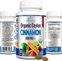 El Ceylon Cinnamon - 1000mg per Serving, Certified Organic True Cinnamon supplement, antioxidant, Fast Absorption - 60 Tablets