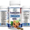 YUMMYVITE Organic Ceylon Cinnamon - 1000mg per Serving, Certified Organic True Cinnamon Supplement, antioxidant, Fast Absorption - 60 Tablets