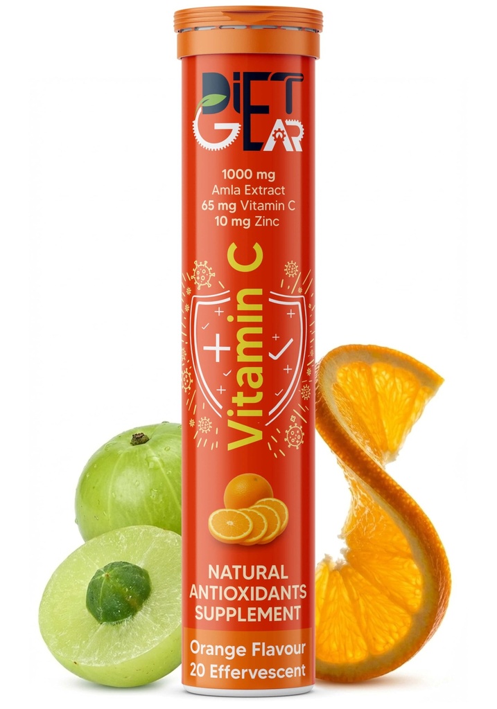 1000 mg Natural Vitamin C + Zinc 10 mg | Immunity, Collagen & Skin | Antioxidant & Free Radical Protection | Tiredness and Iron Absorption Support | Amla Extract | 100% RDA Daily Vitamin C Supplement | 20 Effervescent Tablets