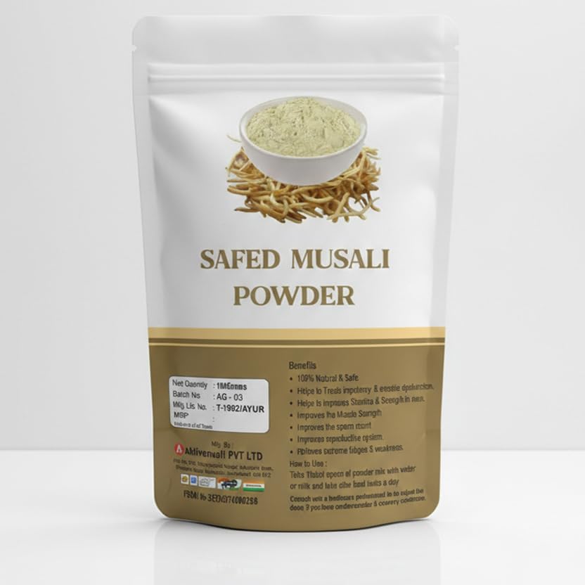 Organic Safed Musli Root Powder – 100g | Ayurvedic Supplement for Strength, Stamina, Vitality & Performance