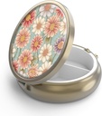 Škatla tablete tablete tablete z ogledalom Retro 3 kompartment majhne tablete Organizator za torbico ali žep bronaste majhne roud tablete škatle ali vitamini, ribje olje, dodatki, tablete vsebujejo potovalna darila( Retro Floral)