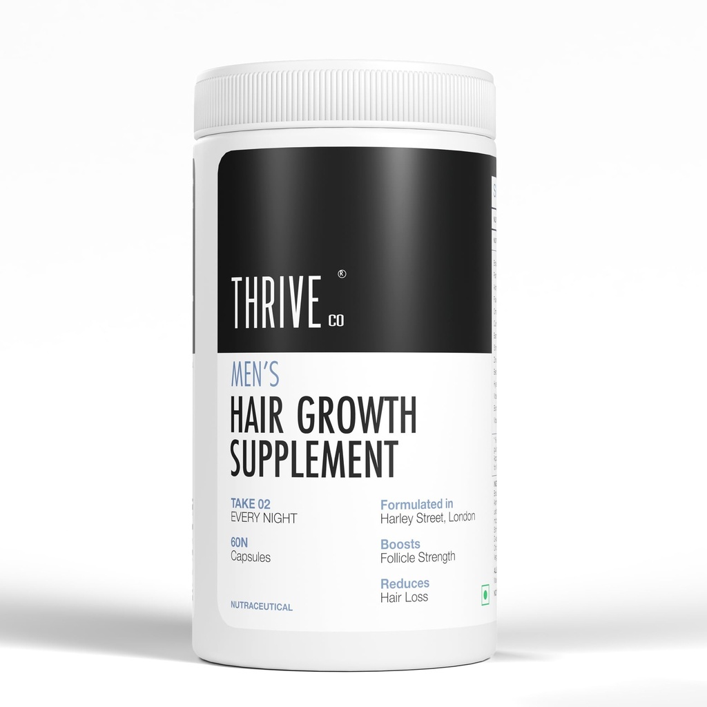 ThriveCo All-in-One Hair Growth Vitamin with Biotin, Omega 3, Vitamin-E, Ashwagandha and Natural Extracts, 60 Capsules | Supports Hair Strength & Skin Health