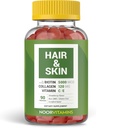 Noor Vitamins Halal Hair Vitamins Biotin, Collagen, Silica, Vitamin C & E Supports Hair, Skin & Nail Health; Natural Strawberry Gummy Vitamins. GMO, Gluten Free & a Certified Halal Vitamin (90 Count)