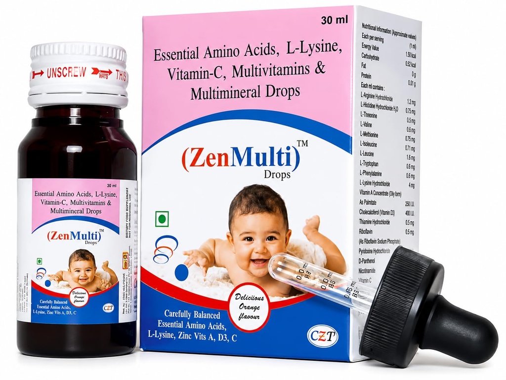 CureZen ZenMulti Drops for Kids, Orange Flavour, 30 ml