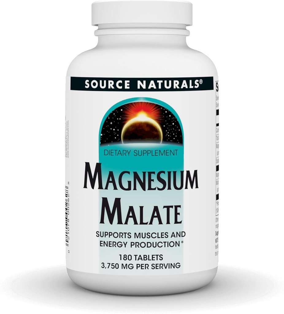 Bron Naturals Magnesium Malate - 3750mg Per Serving - Essential Magnesium Malic Acid Supplement - 180 Tablets