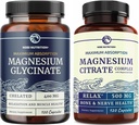 Glicinato de magnésio 400mg (120ct) & Citrato de magnésio 500 MG (120ct)