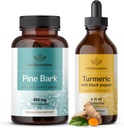 HERBAMAMA Turmeric Extract and Pine Bark Kit - Bundle of 400 mg French Maritime Capsules & Turmeric Extract Tincture 2 fl oz - Vegan, Non-GMO, Sugar & Alcohol- Free - 2 Pack