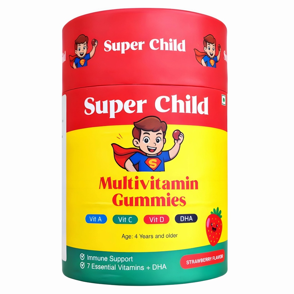 Kids Multivitamin Gummies with DHA | Supports Brain & Immune Health | Essential Vitamins & Minerals | Natural Strawberry Flavour | 30 Gummies | 4+ Years