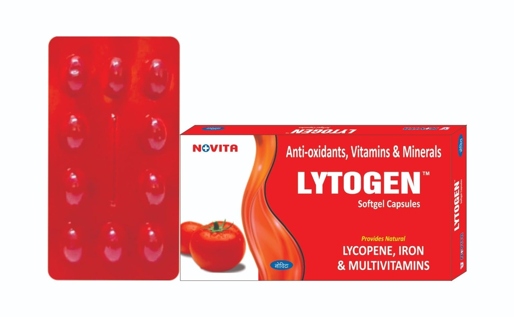 Lytogen Softgel Capsules 10 (Pack of 1) | Tomato Extract, Amla, Pippali, Shatavari, Harad & Sounth | Herbal Nutritional Supplement
