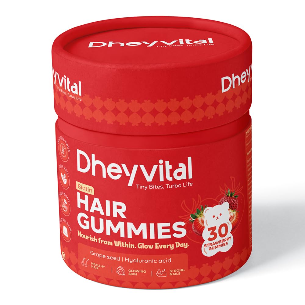 Biotin Gummies for Hair, Skin & Nails — With Zinc, Folic Acid & Vitamins A, C, D, E | Strawberry | 30 Gummies