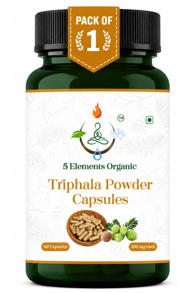 Triphala Capsules 500mg | 60 Veg Capsules | Digestive Wellness & Gut Health Support | Plant-Based | Gluten Free & Non-GMO Pack of 1