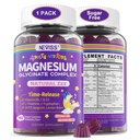 Magnesium Glycinate Gummies for Adults & Kids 4+, Sugar Free Magnesium Bisglycinate Supplement 400/200mg with B6D3, 5HTP, L-Theanine for Sleep & Relaxation, Brain, Muscle, Melatonin Free Gummies,1Pack