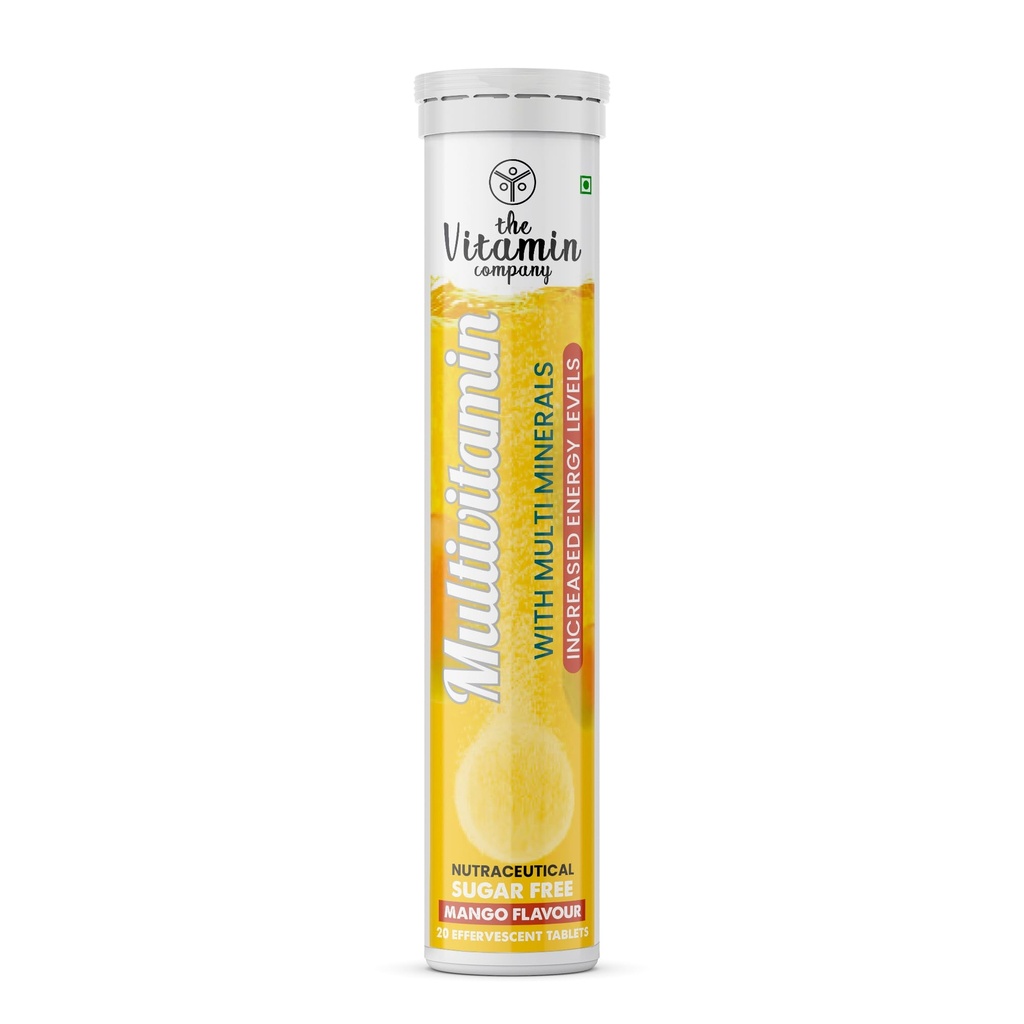 Multivitamin with Multi Minerals I Increased Energy Levels, 20 Effervescent Tablets, Mango Flavour | Daily Vitamin Drink | Fast Up Energy (Pack of 1)