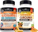 BioSchwartz Turmeric Curcumin Black Pepper Extract 1500mg kompleks (1 kuu tarne) Plus Glükosamiin Kondroitin MSM kolmekordne tugevus ühine tugi täiendada (1 kuu tarne)