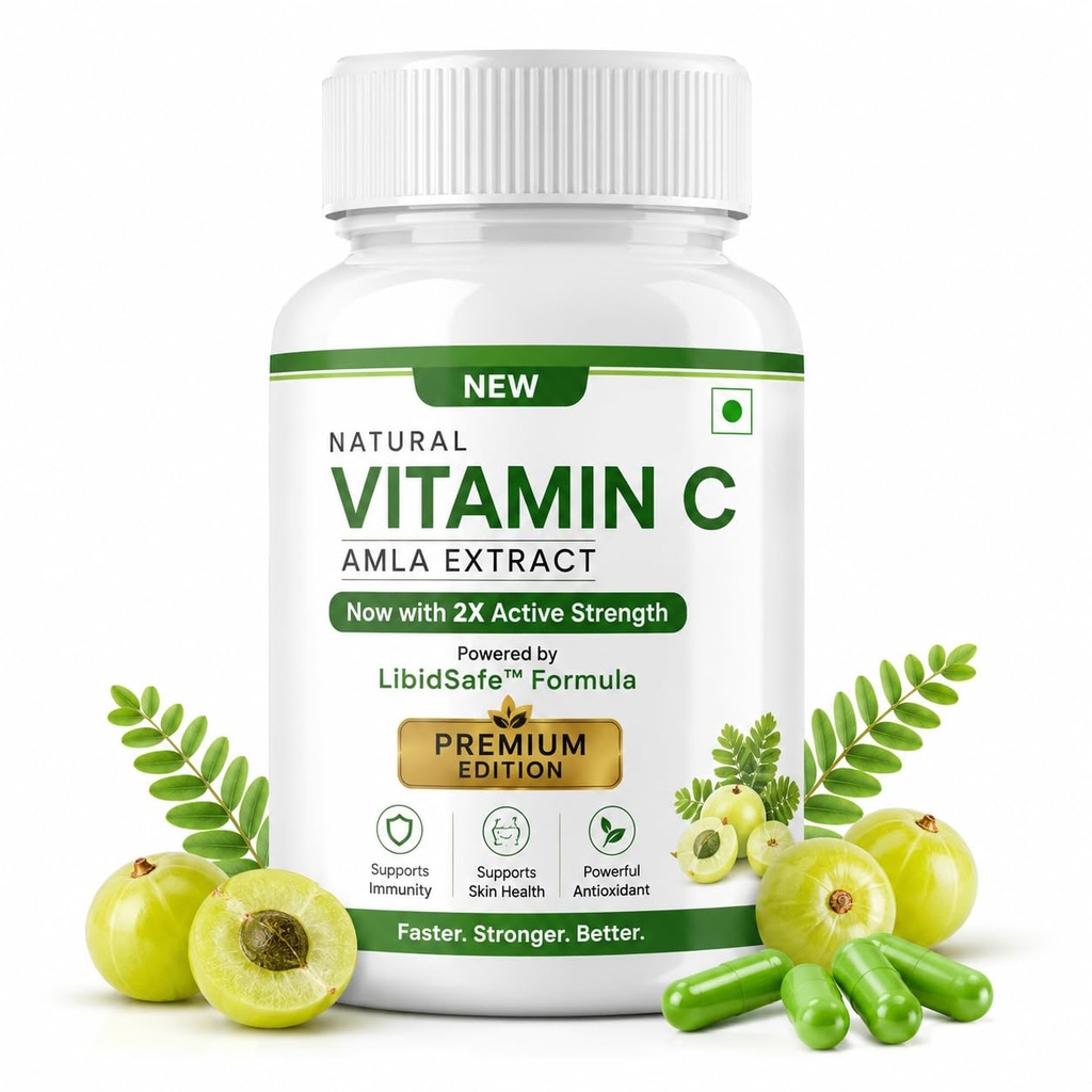 Vitamin C Capsules with Amla Extract, Antioxidant Support Supplement, Daily Immune and Wellness Nutrition Formula