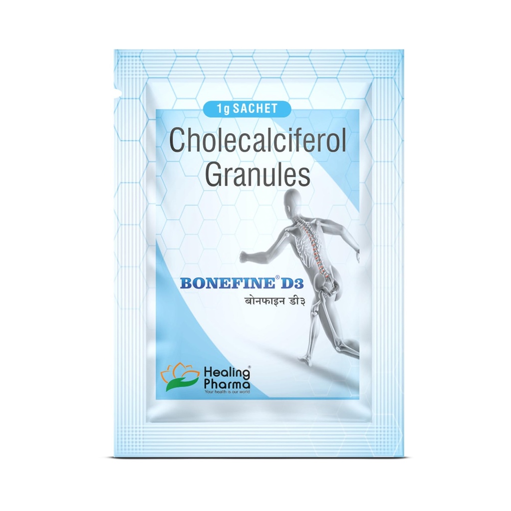 Healing Pharma - Bonefine Vitamin D3 Sachets | Cholecalciferol Granules 1g x 10 Sachets