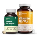 The Healthspan Co. Vitamin D3 K2 (MK7) 600 IU & Vitamin B-Complex with Moringa – 120 Veg Tablets Each | Supports Bone Strength, Immunity & Energy | Daily Wellness Supplement for Men & Women