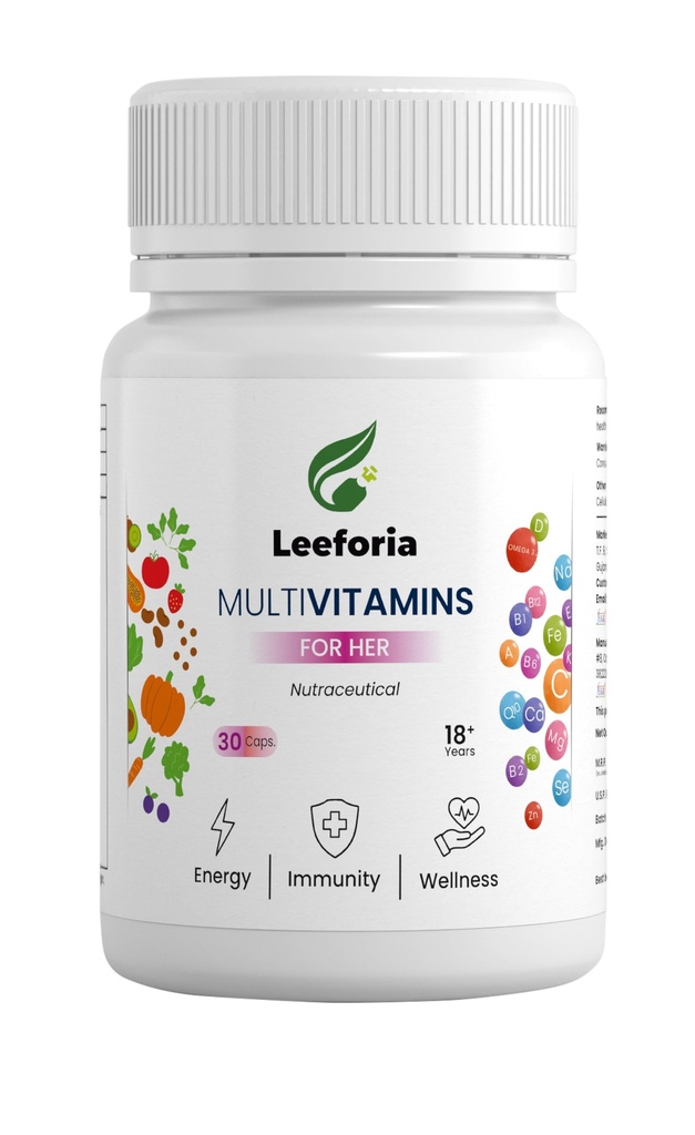 Multivitamin for Her | 100% Plant, Non-Synthetic | With Biotin, Zinc, Vitamin C, D3 for Immunity, Hair, Skin, Bones & Overall Wellness | 30 Capsules