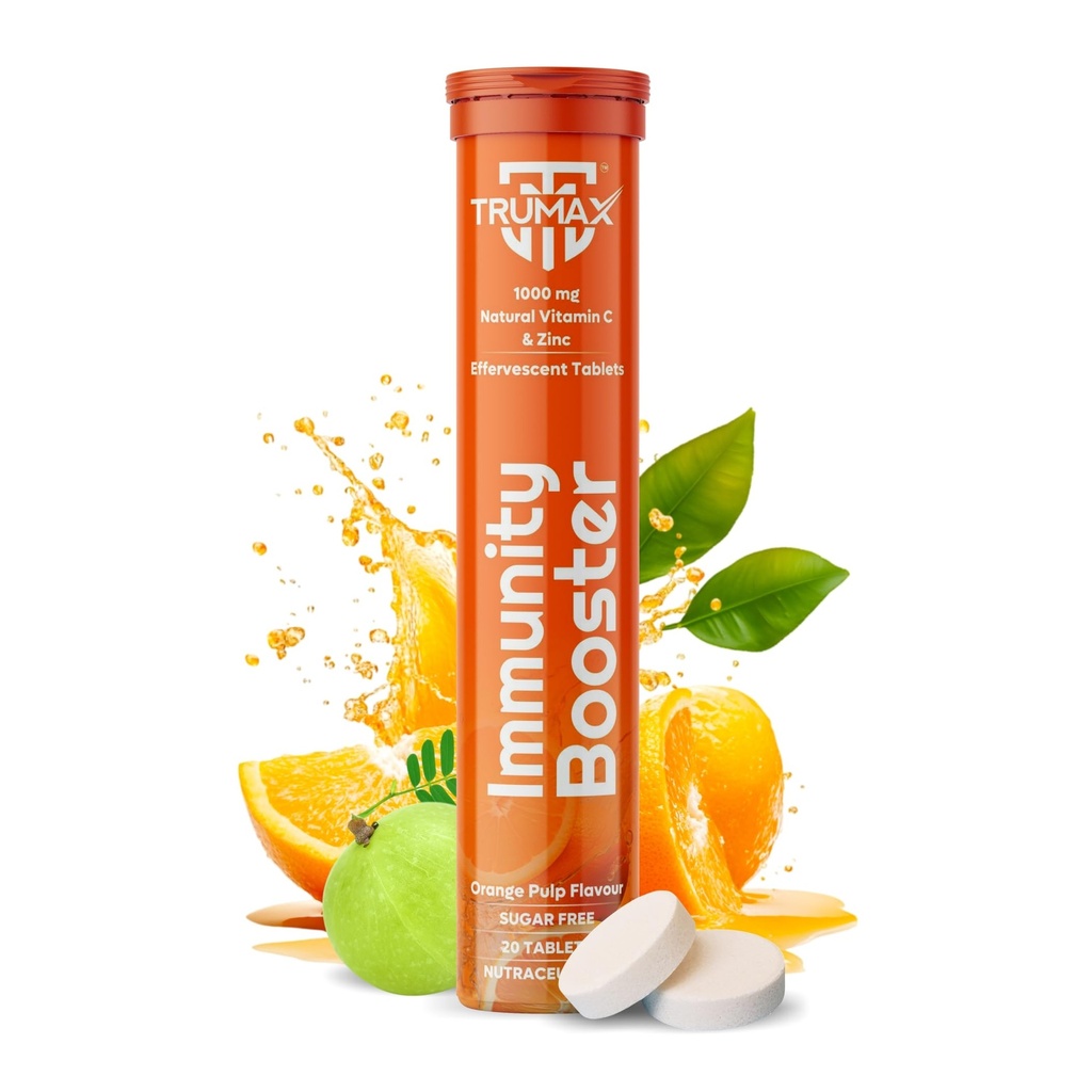 IMMUNITY BOOSTER EFFERVESCENT TABLET | 1000mg Natural Vitamin C & Zinc | Antioxidants Support | Skin Care | No Added Sugar