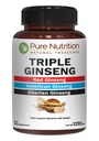 Pure Nutrition Triple Ginseng 650mg | 120 Caps | Complex for Men and Women | Highly Effective Combination of Red, American and Siberian Ginseng. Non GMO