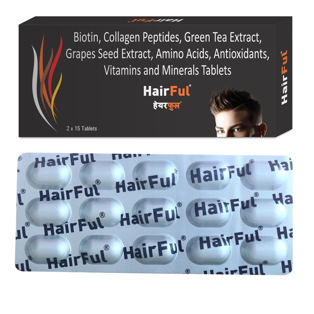 HairFul Biotin Hair Tablets | for Stronger, Shinier Hair & Nails | 60 Days Pack(Pack of 4) | With Biotin, Zinc, Folic Acid, Amino acids, Minerals and Multivitamin | Chocolate Flavour