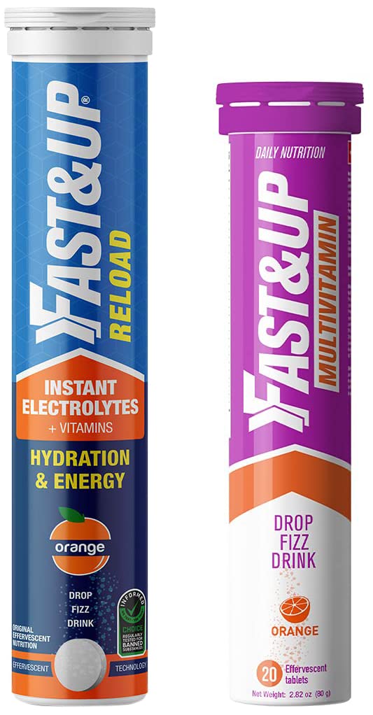 Fast&Up Vitalize - Immunity Essential Multivitamin (20 Effervescent Tablets - Orange Flavor) & Reload electrolyte energy and hydration - sports drink - Pack of 20 effervescent tablets -Orange flavour