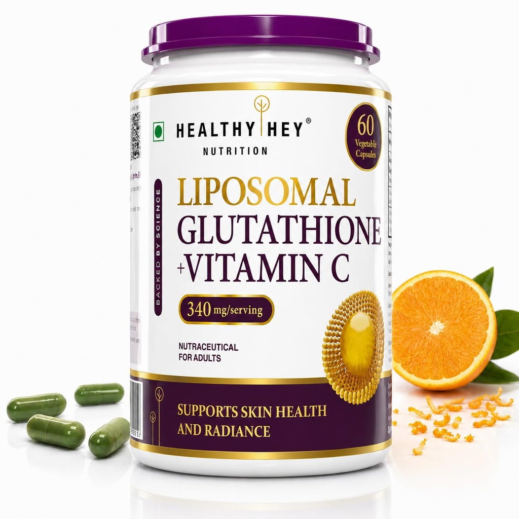 HealthyHey Nutrition Liposomal Glutathione + Vitamin C - 60 Vegetable Capsules