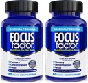 Focus Factor Nutrition for The Brain, Patobulinta atmintis ir koncentracija smegenų papildas, pilnas multivitaminų su vitaminais B6, B12, D, Bacopa Monnieri & Tirozinas, 60 Skaičiavimas (Pack of 2)