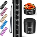 Aluminiozko Bidaia Pill Organizer, Metal Pill Case,Pill Holder, Moisture Proof Waterproof Daily Pill Box 7 Day, Edukiontzi Handia Bitaminak, Sendagaiak,pple Beltza