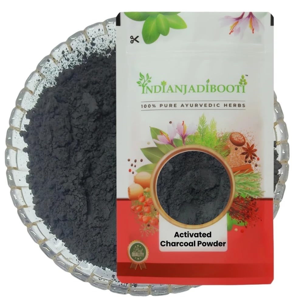IndianJadiBooti Pure Activated Charcoal Powder | Ultra-Fine Botanical Base for DIY Face Masks, Natural Oral Care, Soap Making & Deep Cleansing - 100gm