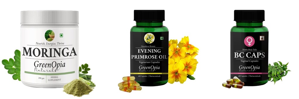 Moringa-oleifera-powder, Evening-primrose-oil-vegetarian-capsules Combo | Convenient Nutrition & Wellness Routine | Multi-Product Pack