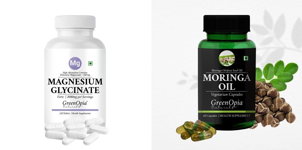 Magnesium Glycinate Forte Tablets Moringa Seed Oil Wellness Daily Vitality |60 CAPSULES