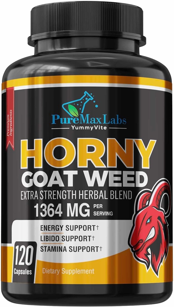 Horny Goat Weed mistura de força extra, 120 cápsulas, w. Maca, Arginina, Ginseng, Tribulus, Tongkat, Libido, Stamina, Suporte Energético, Fórmula não-GMO, 120 Caps
